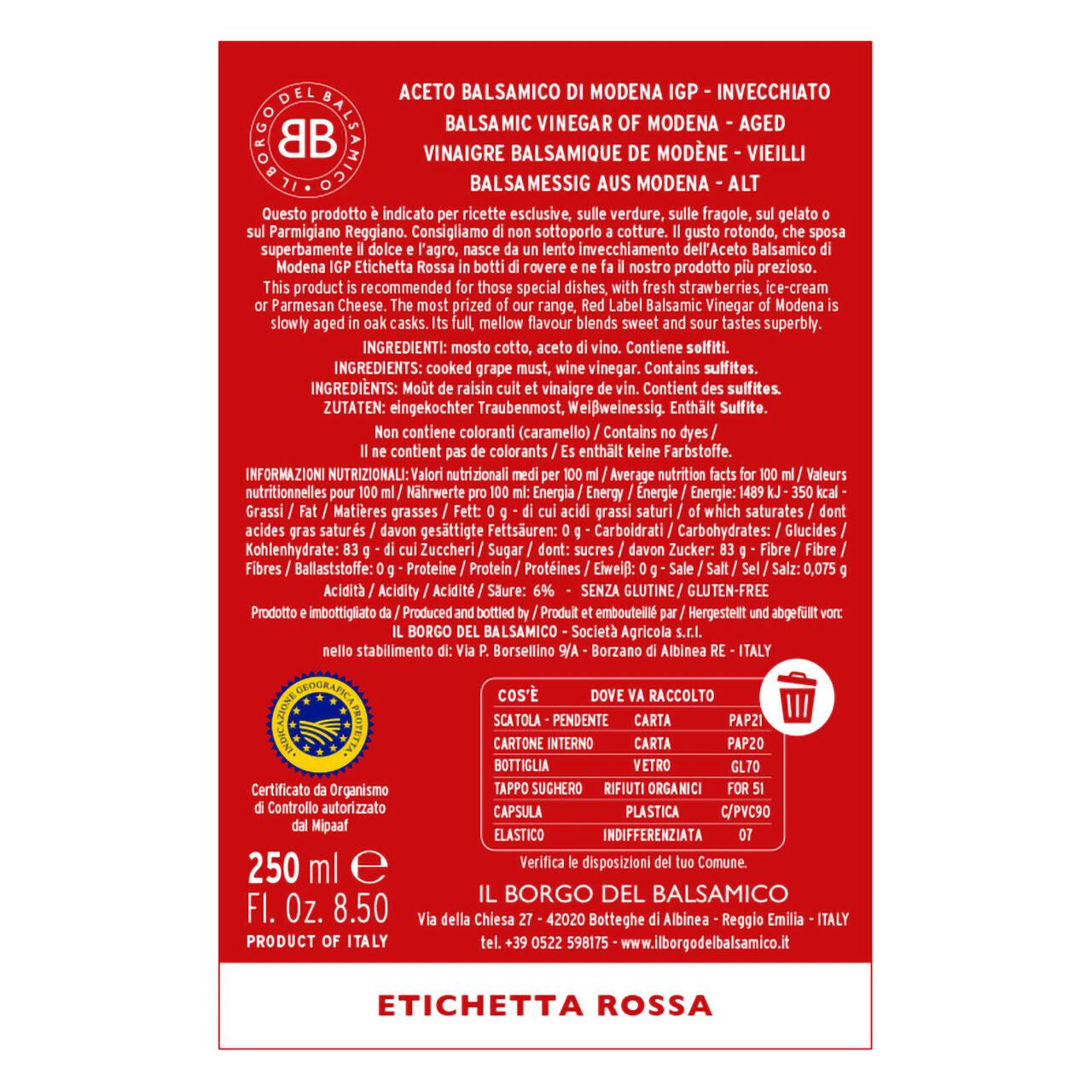 Aceto Balsamico di Modena Igp invecchiato - Etichetta rossa - immagine 2